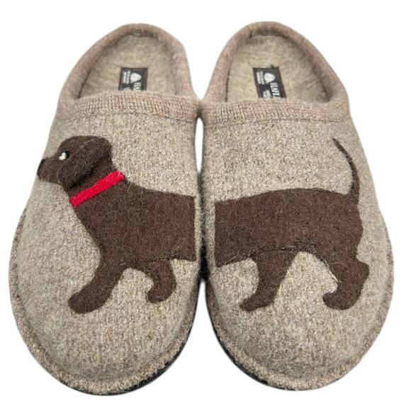 Haflinger Women’s Brown Wool Doggy Dog Mule Slippers Size 41 US 10 - Picture 7 of 11